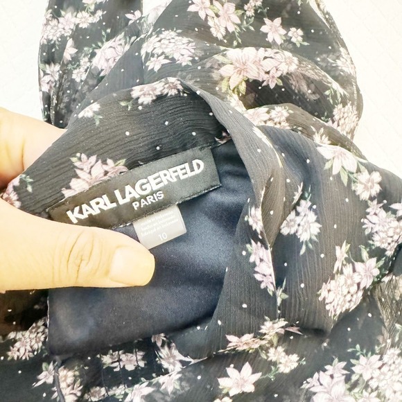 Karl Lagerfeld Printed Flower Skirted Dress Size 10 - Picture 4 of 6